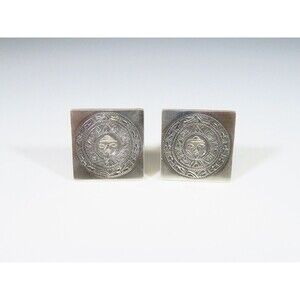 Vintage Mayan Calendar Sterling Silver Cufflink Set by Horacio De La Parra - 20m